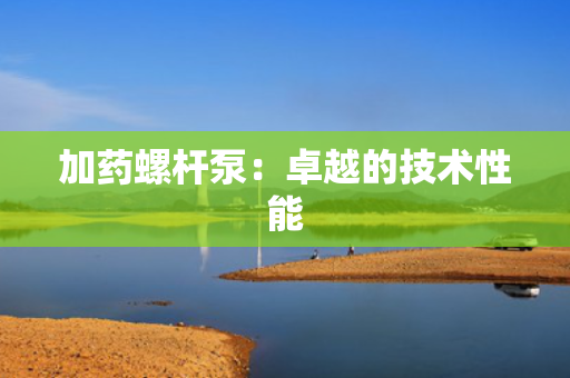 加药螺杆泵：卓越的技术性能